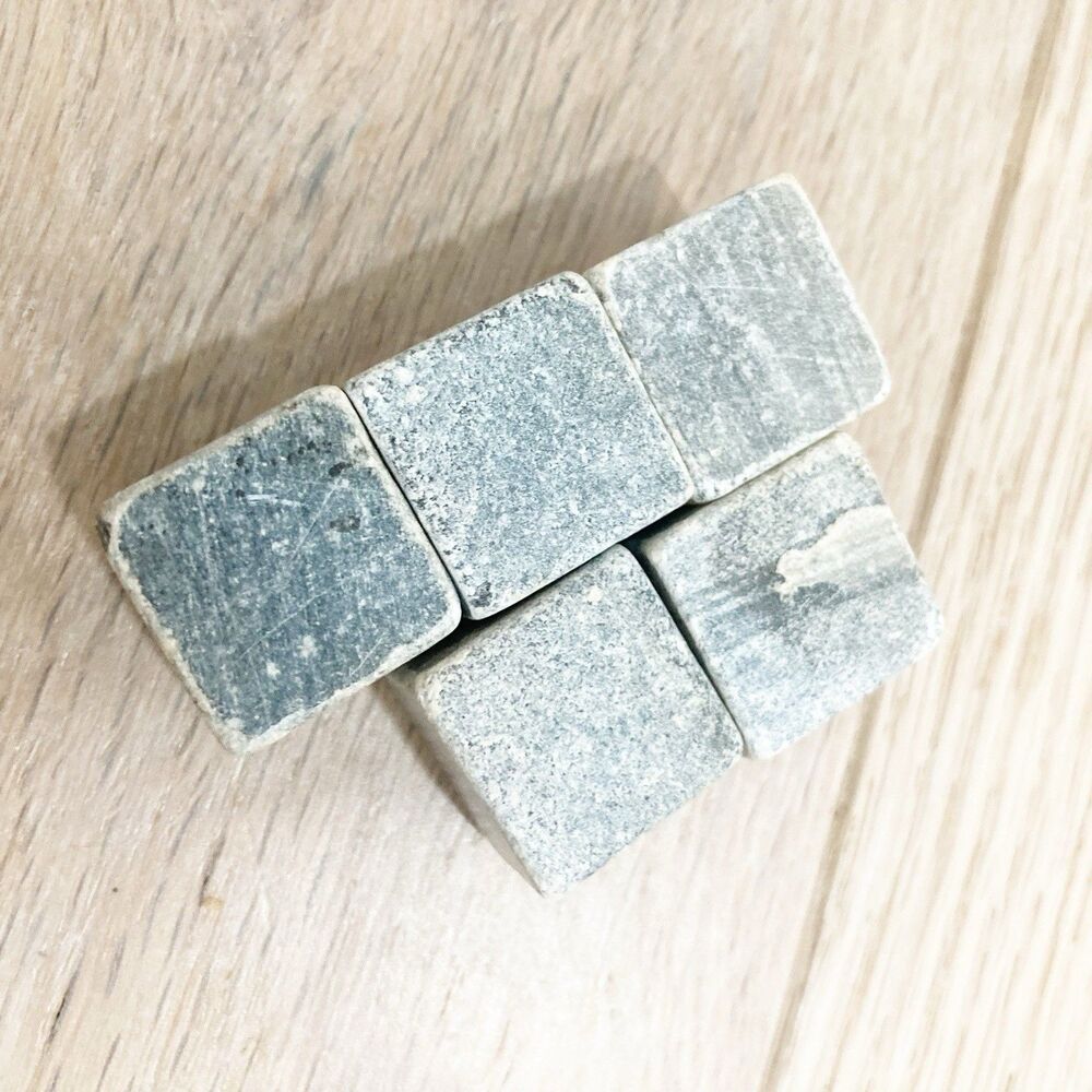 Set of 5 Grey Beverage Chilling Stones [Chill Rocks] Whiskey Stones for Whiskey